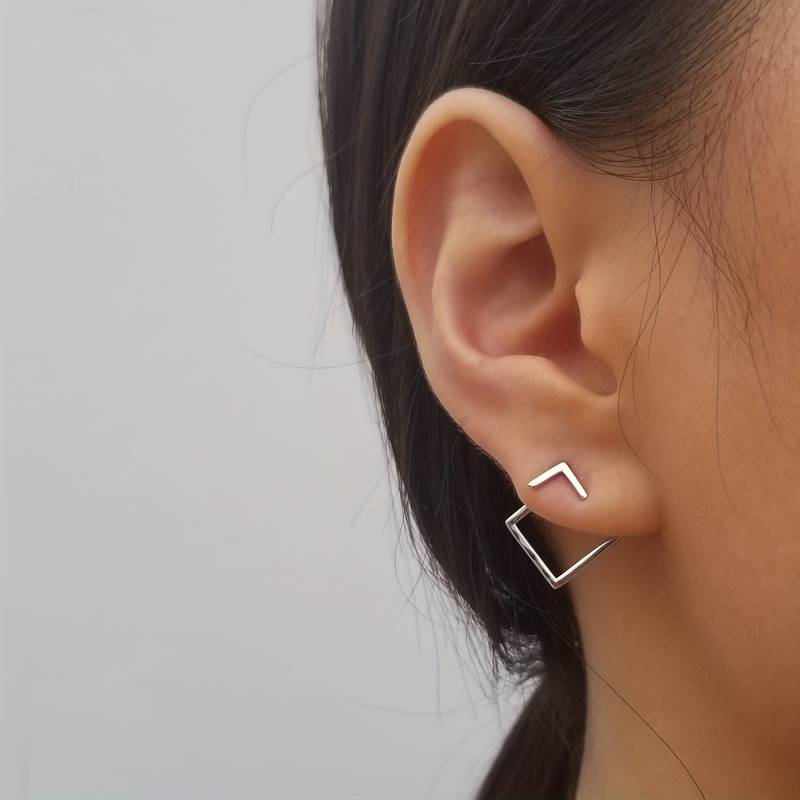 Minimalist Earrings - Geometric Rhombus Pendant