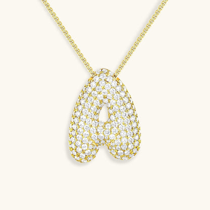 Diamond Necklace with Initials - Bubble Design