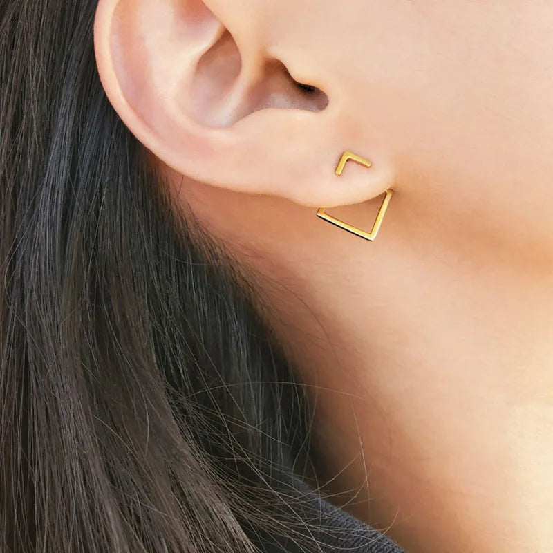 Minimalist Earrings - Geometric Rhombus Pendant