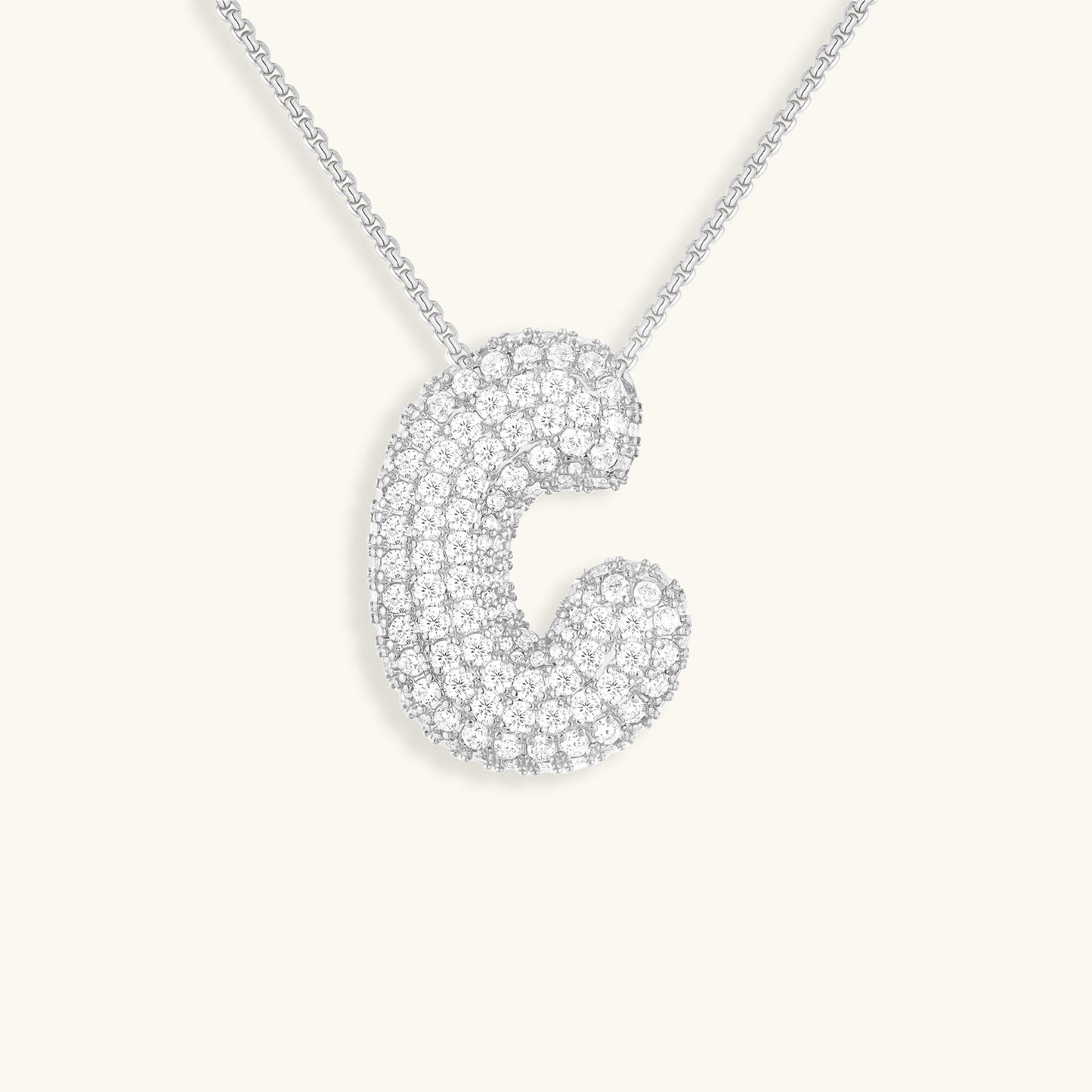 Diamond Necklace with Initials - Bubble Design