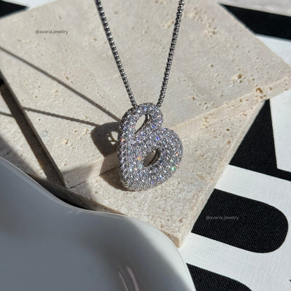 Diamond Necklace with Initials - Bubble Design