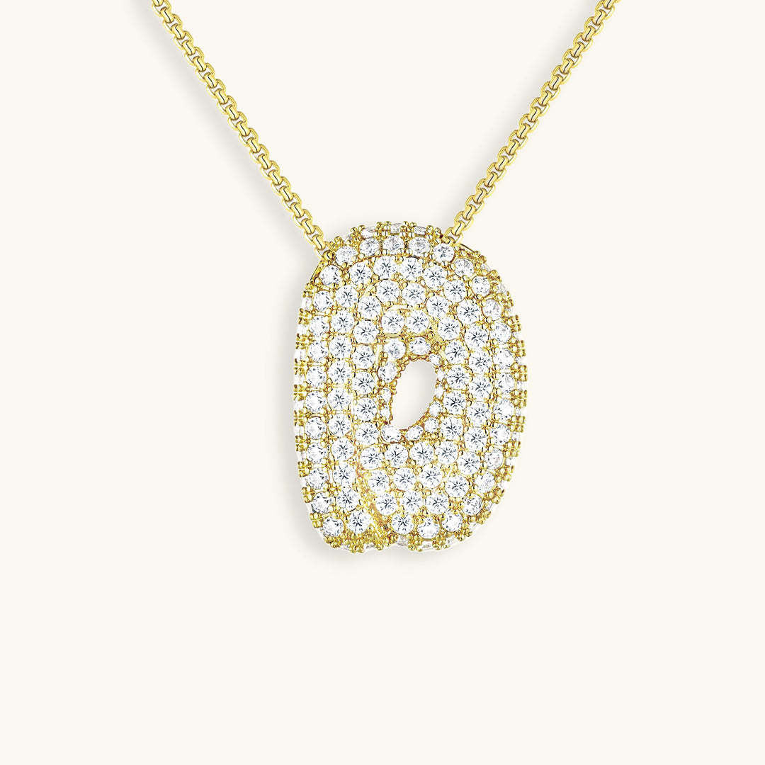 Diamond Necklace with Initials - Bubble Design