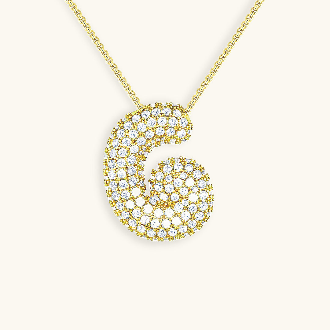 Diamond Necklace with Initials - Bubble Design