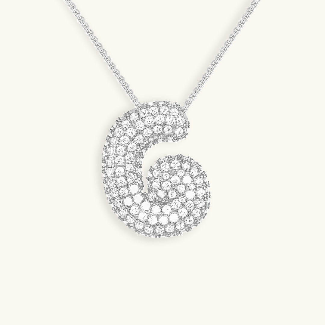 Diamond Necklace with Initials - Bubble Design