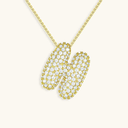 Diamond Necklace with Initials - Bubble Design