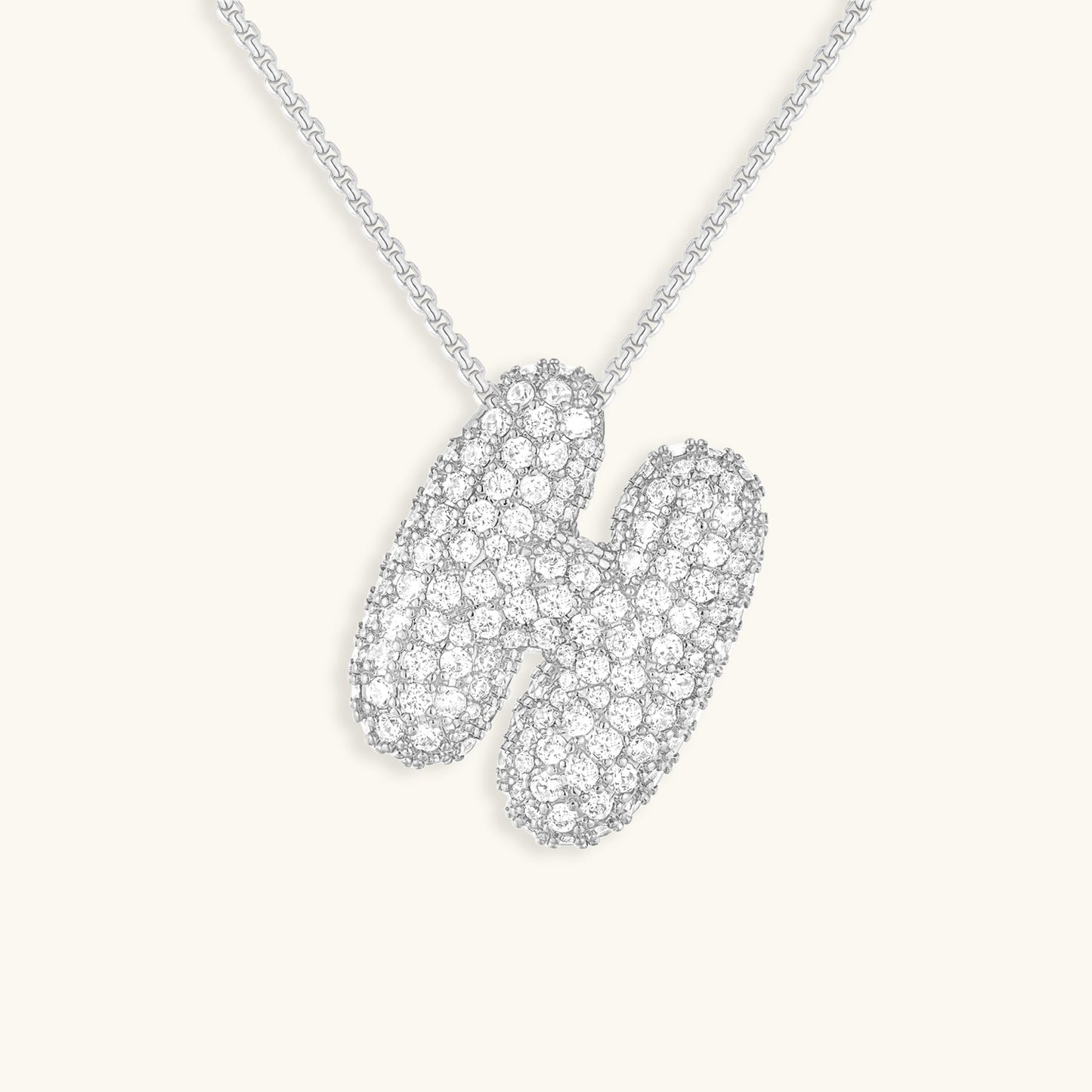 Diamond Necklace with Initials - Bubble Design