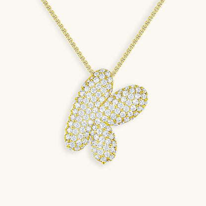 Diamond Necklace with Initials - Bubble Design