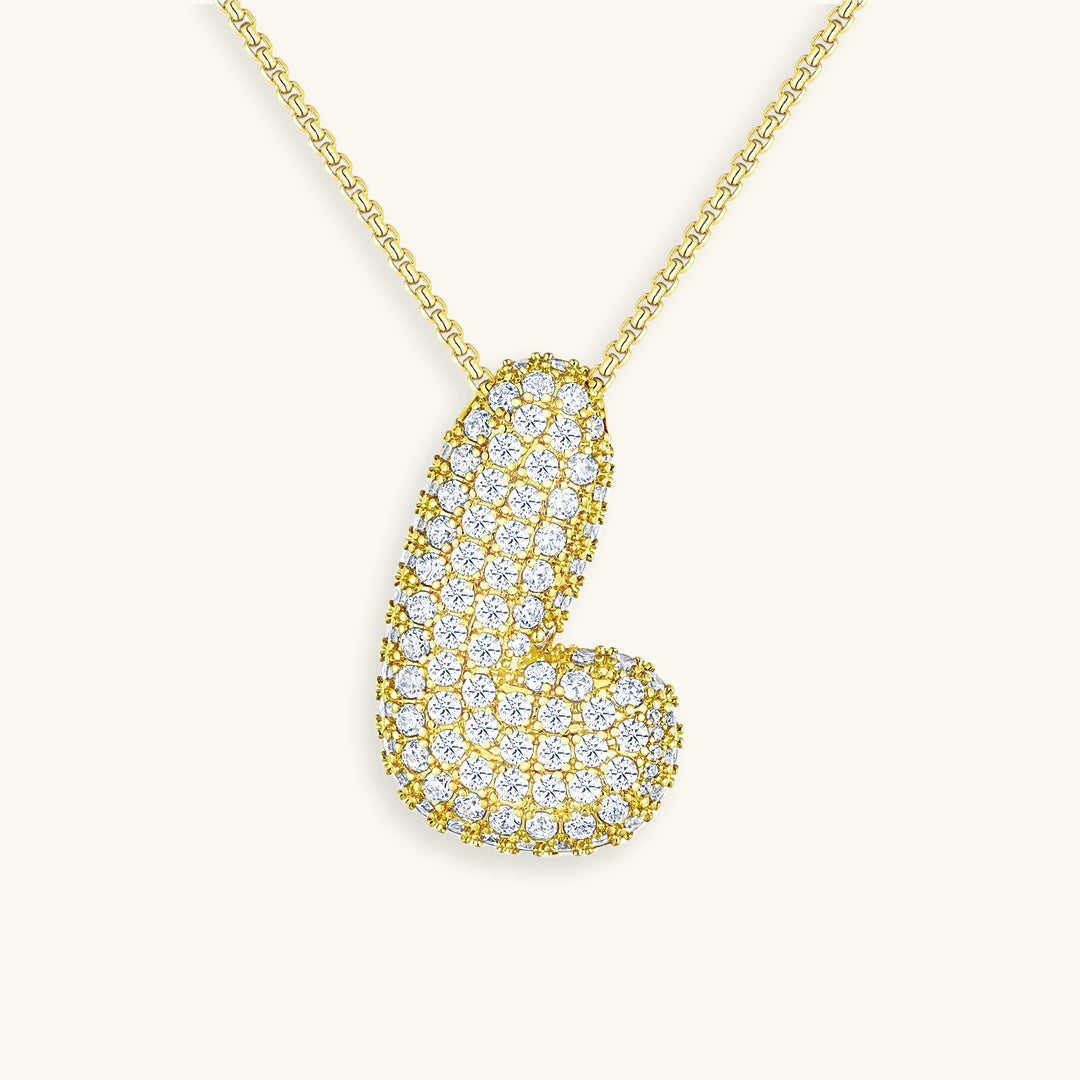 Diamond Necklace with Initials - Bubble Design