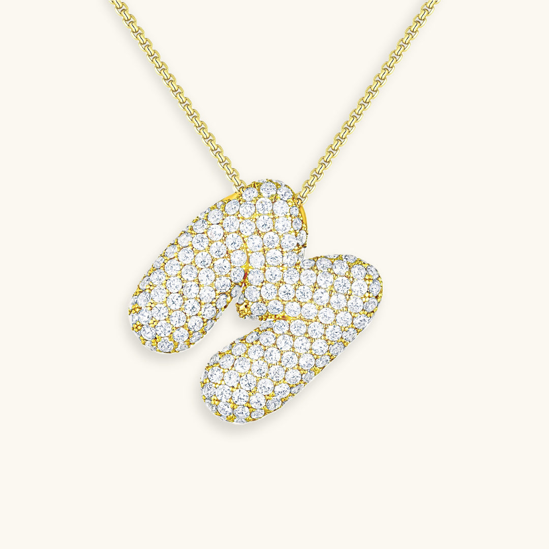 Diamond Necklace with Initials - Bubble Design