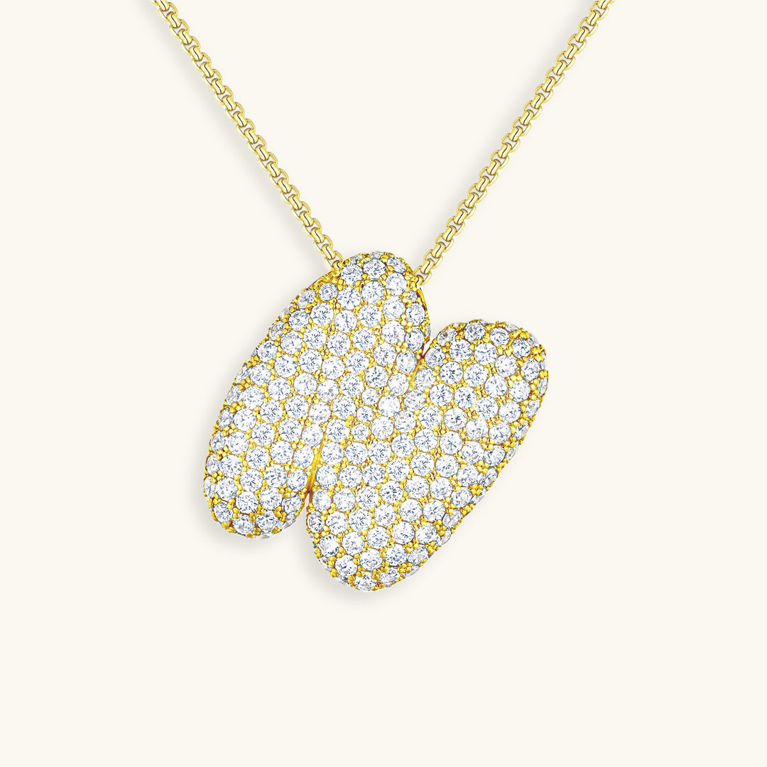 Diamond Necklace with Initials - Bubble Design