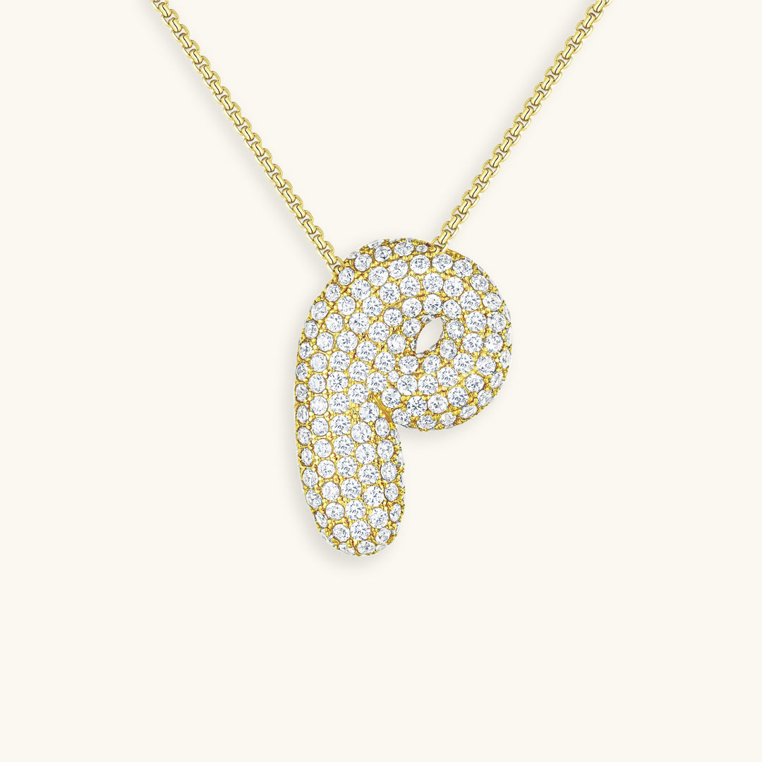 Diamond Necklace with Initials - Bubble Design