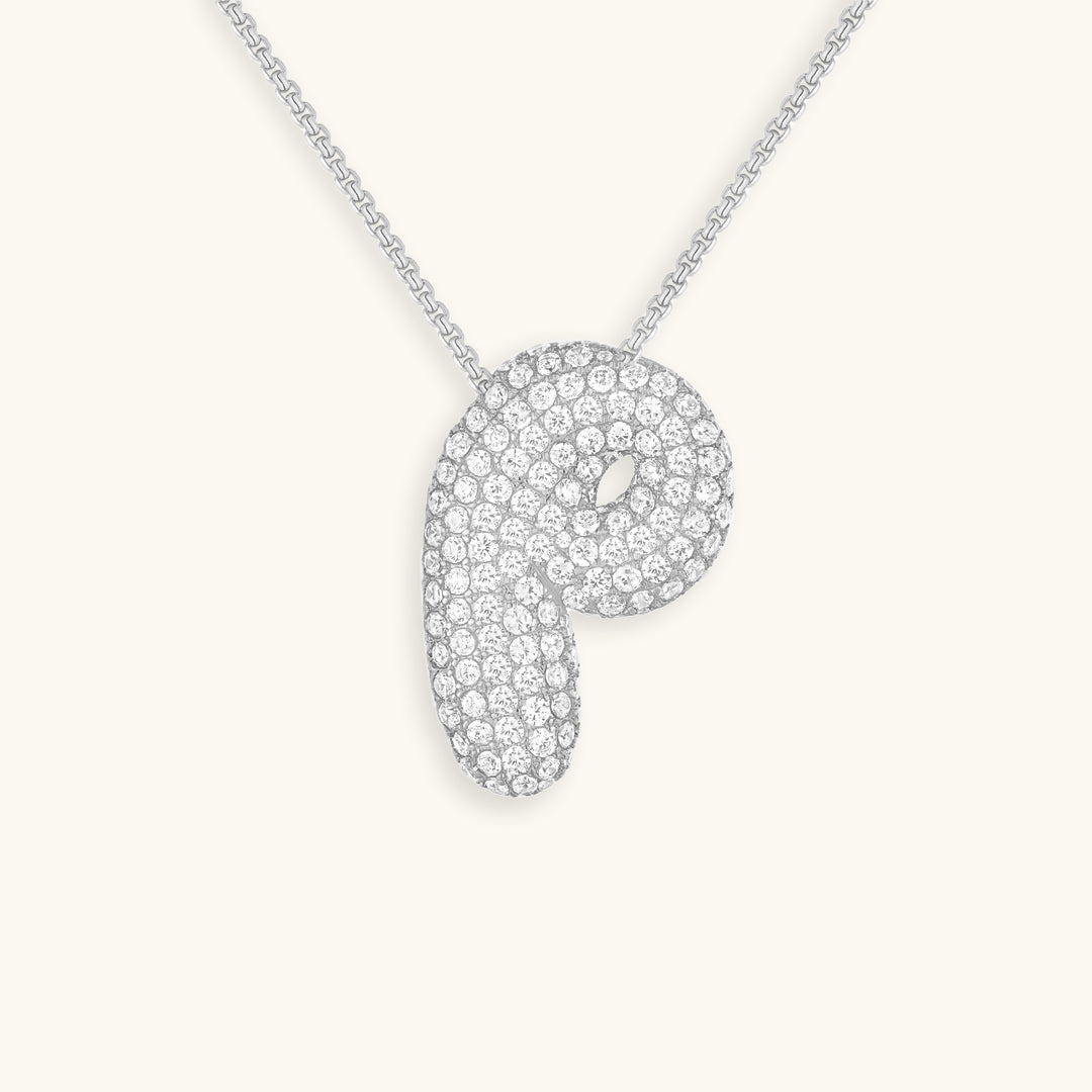 Diamond Necklace with Initials - Bubble Design