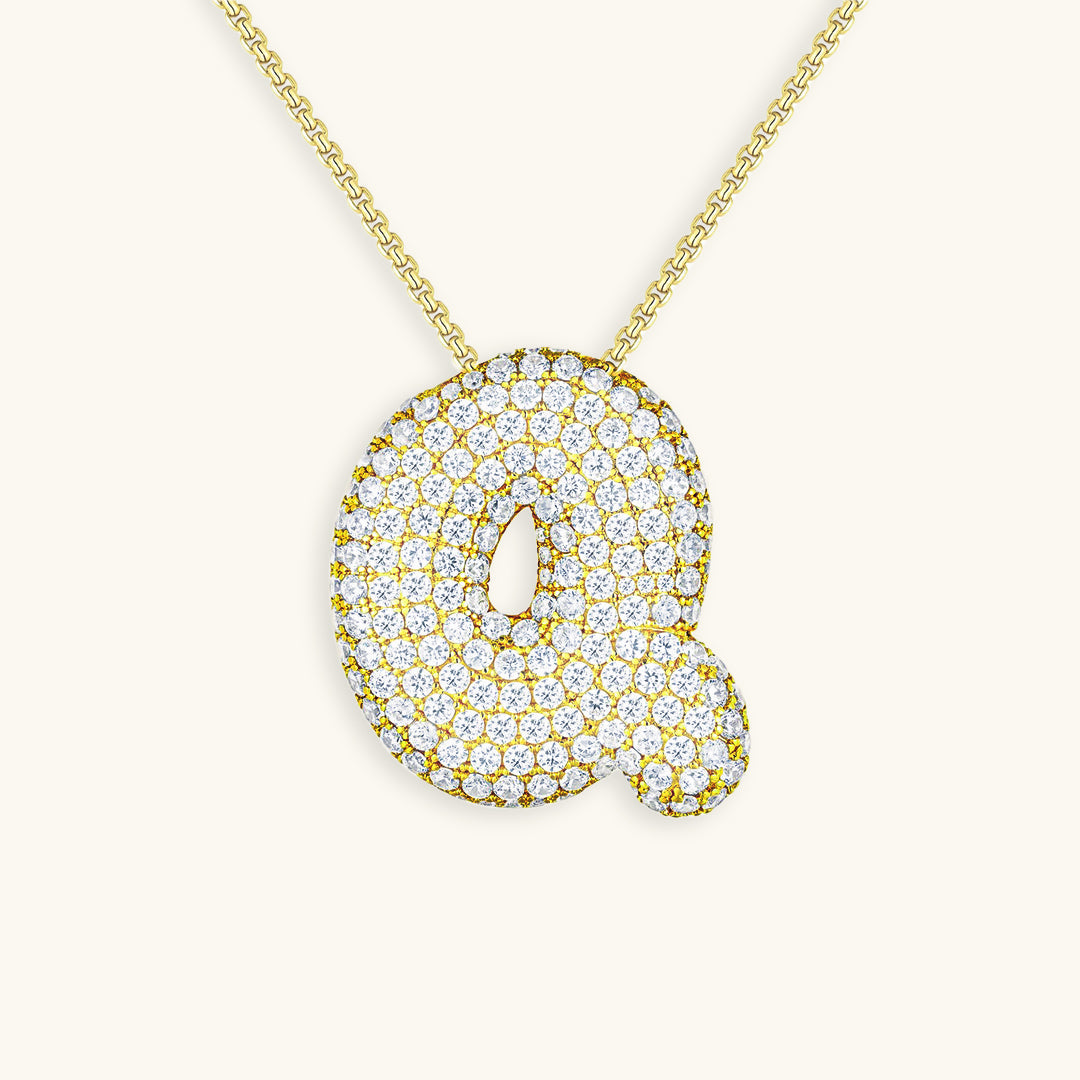 Diamond Necklace with Initials - Bubble Design