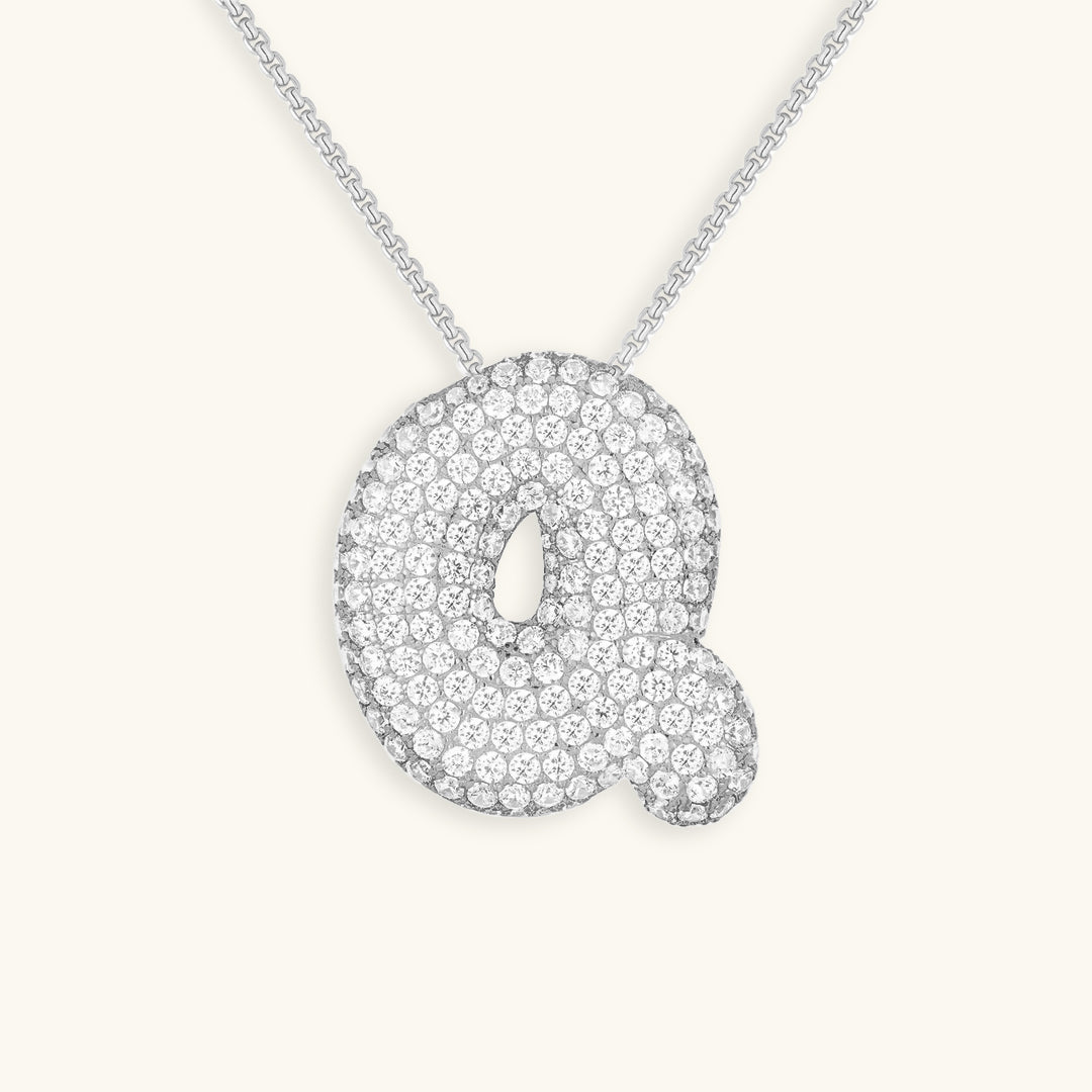 Diamond Necklace with Initials - Bubble Design