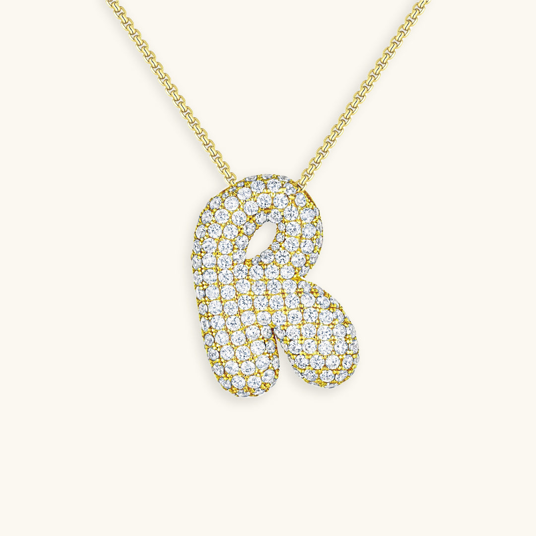 Diamond Necklace with Initials - Bubble Design