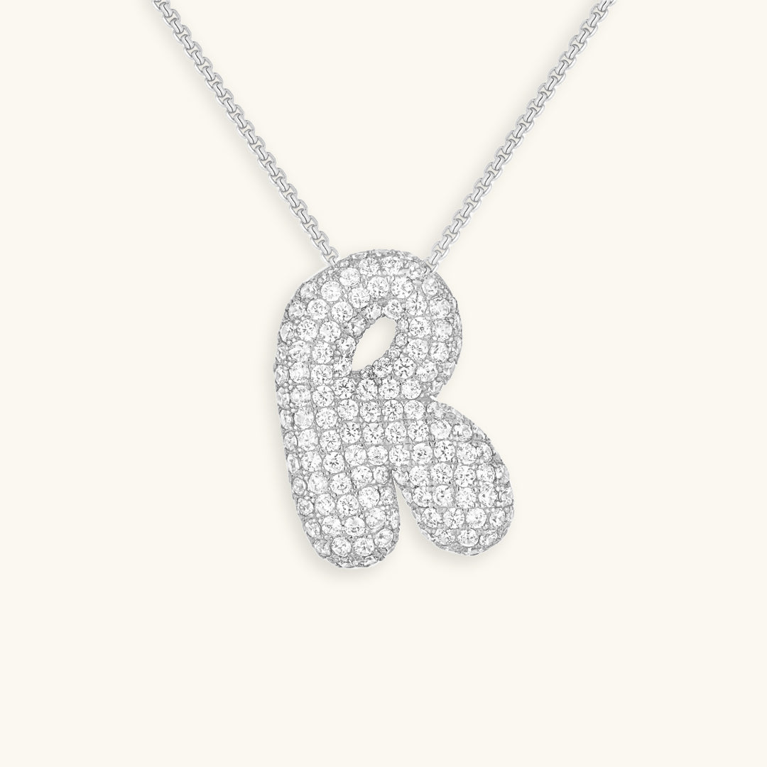 Diamond Necklace with Initials - Bubble Design