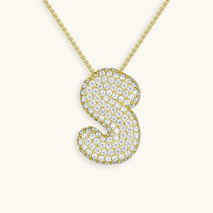 Diamond Necklace with Initials - Bubble Design