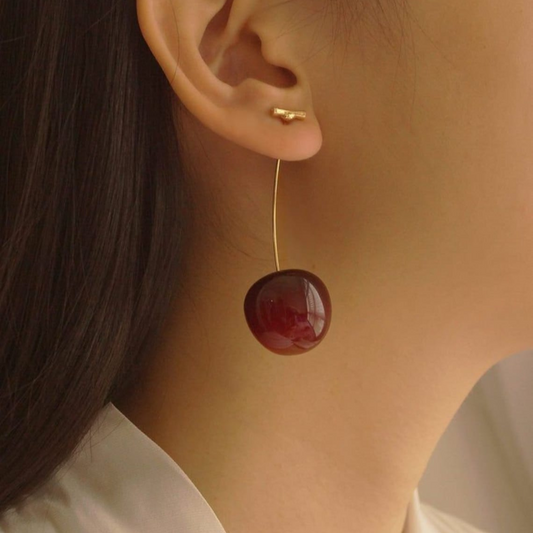 Dark Cherry Earrings - Long Drop Earrings