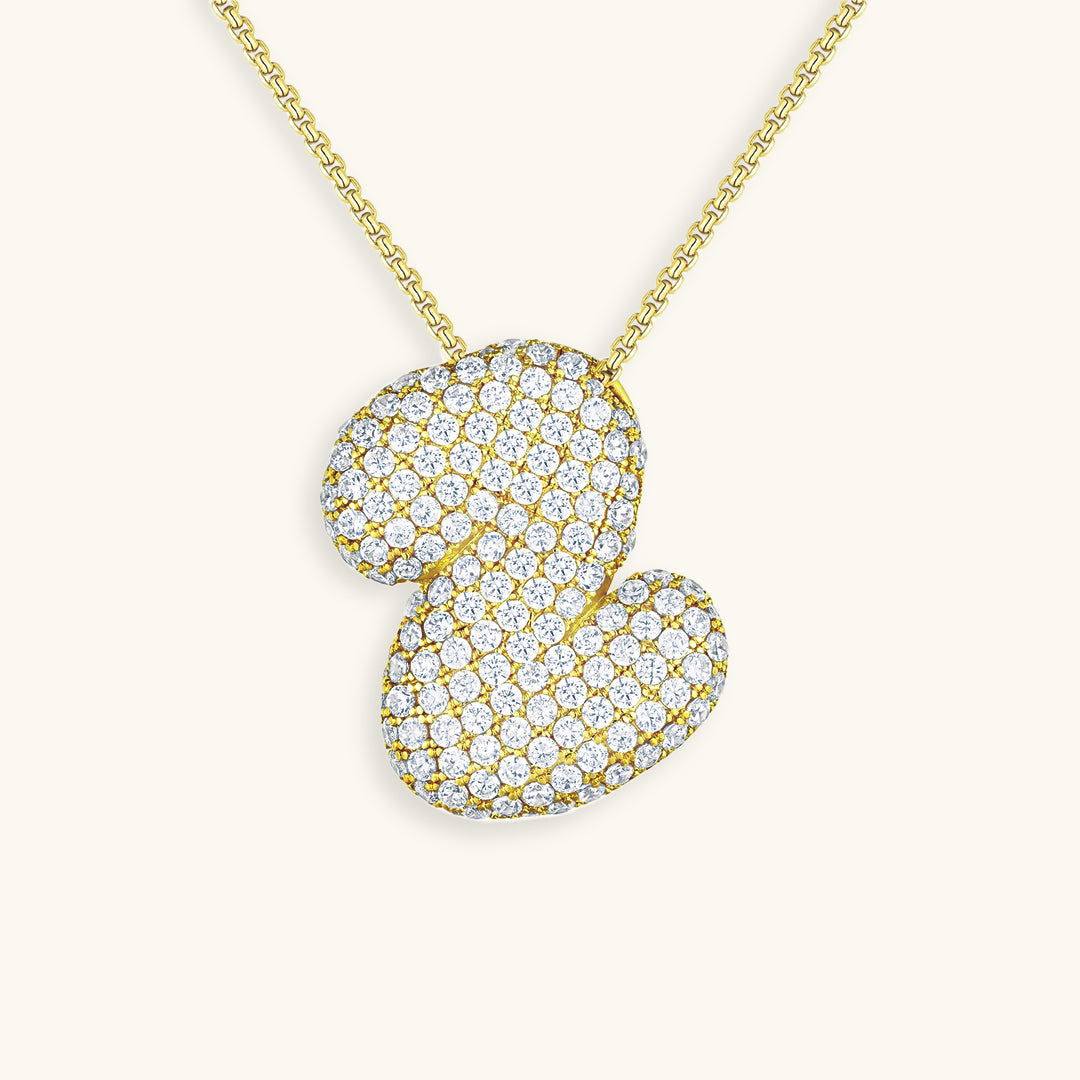 Diamond Necklace with Initials - Bubble Design