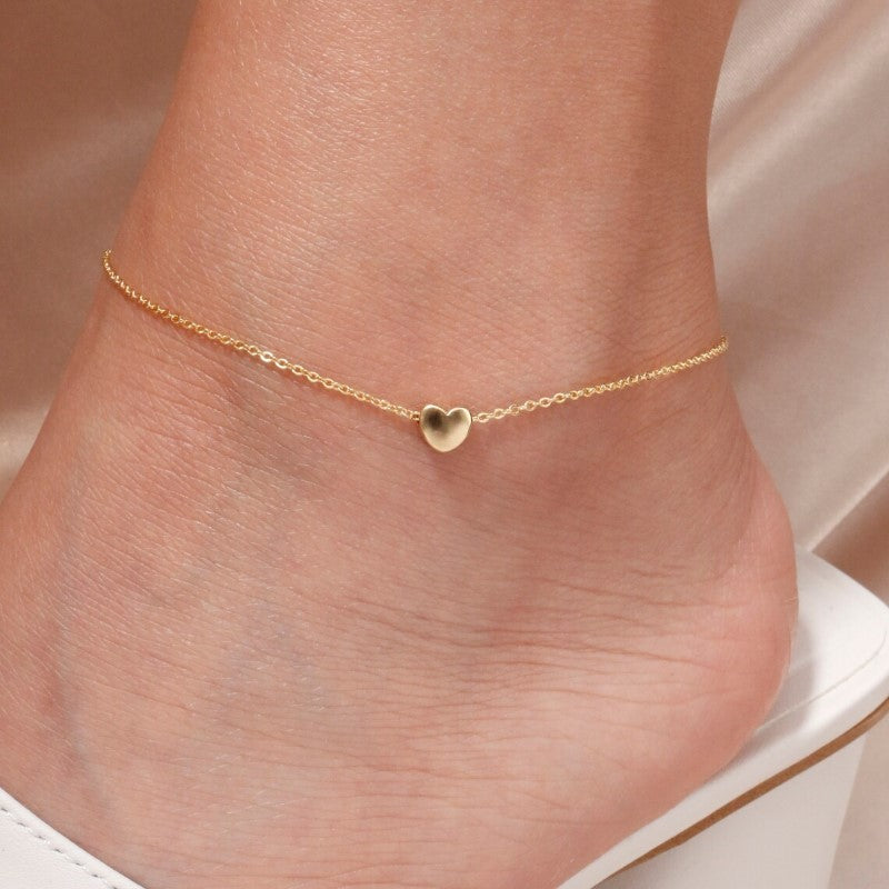 Double layer anklet with heart - love gift for her