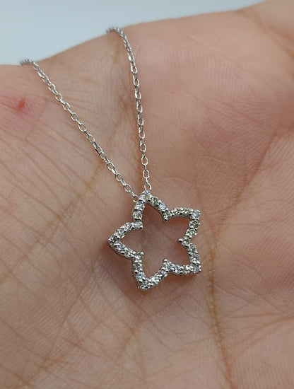 Silver Open Star Flower Necklace