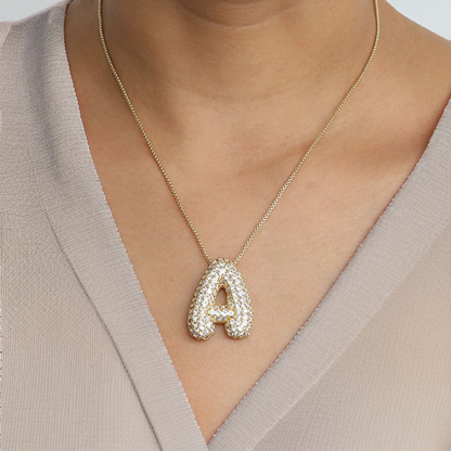 Diamond Necklace with Initials - Bubble Design